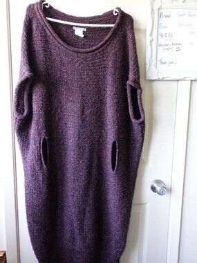 Wool Sarah Pacini Purple Knit Maxi Dress One Size